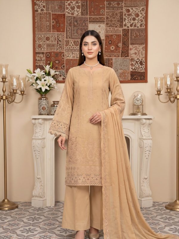 3PC Embroidery Lawn With Voil Emb Dupatta | Lehaza Pakistani Clothing