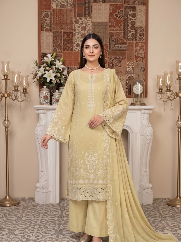 3PC Embroidery Lawn With Voil Emb Dupatta | Lehaza Pakistani Clothing