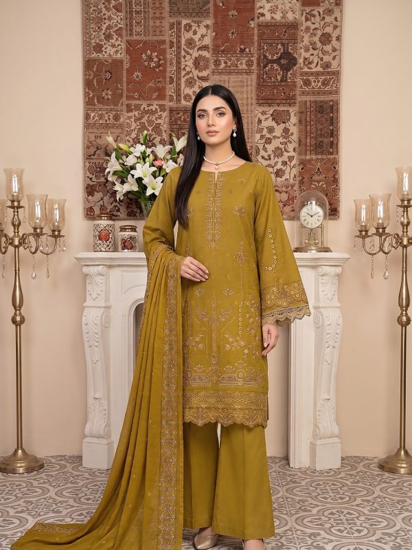 3PC Embroidery Lawn With Voil Emb Dupatta | Lehaza Pakistani Clothing