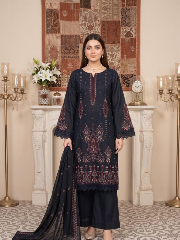 3PC Embroidery Lawn With Voil Emb Dupatta | Lehaza Pakistani Clothing