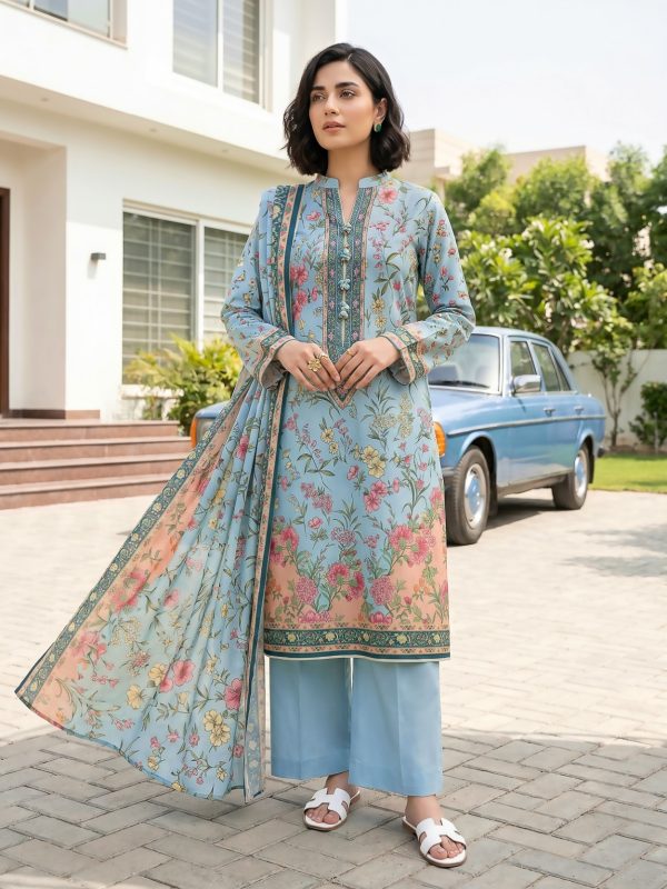 3PC Crystal Printed Lawn | Lehaza Pakistani Clothing