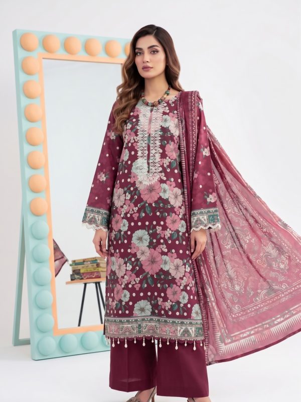 3PC Crystal Embroidered Lawn | Summer Collection | Lehaza Pakistani Clothing