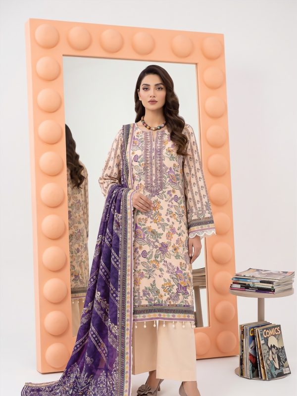 3PC Crystal Embroidered Lawn | Lehaza Pakistani Clothing