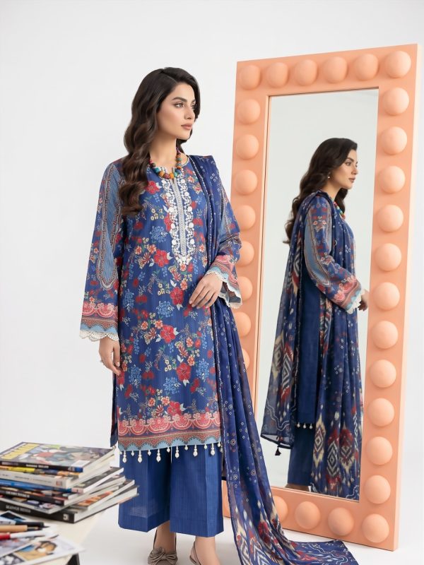 3PC Crystal Embroidered Lawn | Lehaza Pakistani Clothing