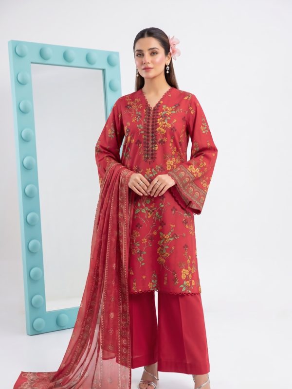 3PC Crystal Embroidered Lawn | Lehaza Pakistani Clothing