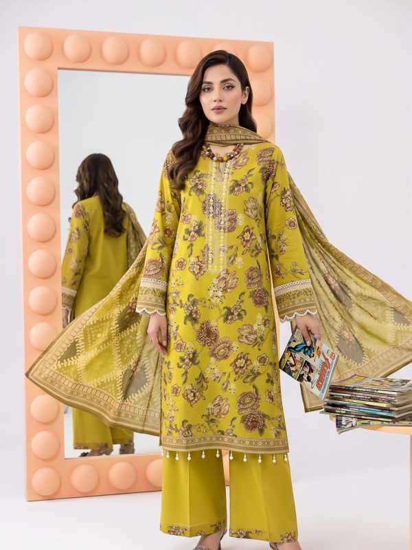 3PC Crystal Embroidered Lawn | Lehaza Pakistani Clothing