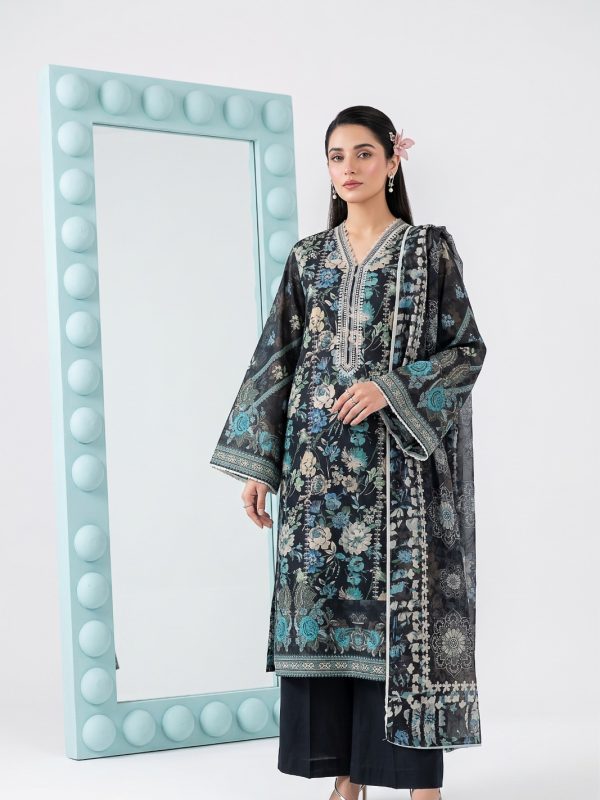 3PC Crystal Embroidered Lawn | Lehaza Pakistani Clothing