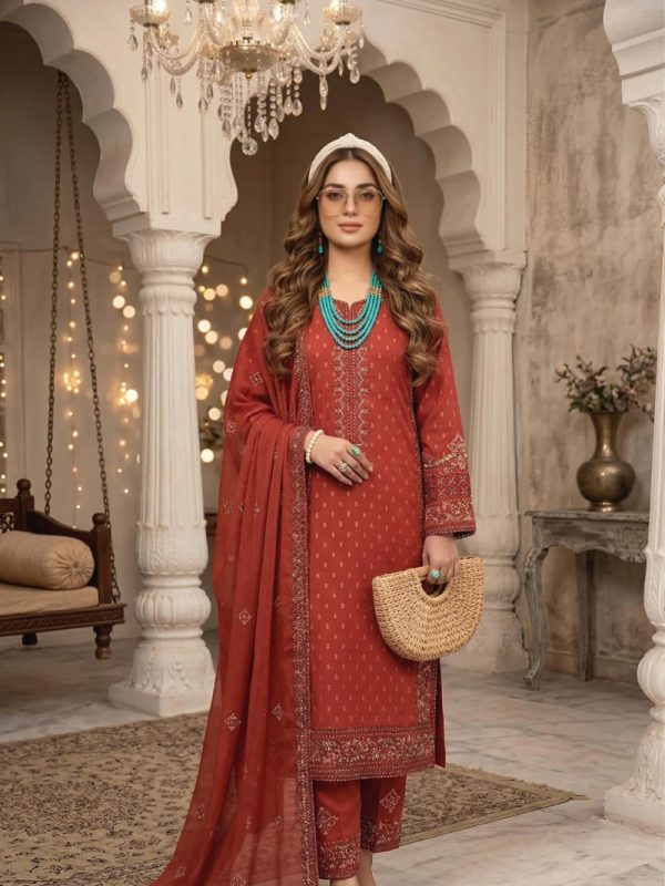 3pc Luxury Barosha Embroided Lawn | Lehaza Pakistani Clothing