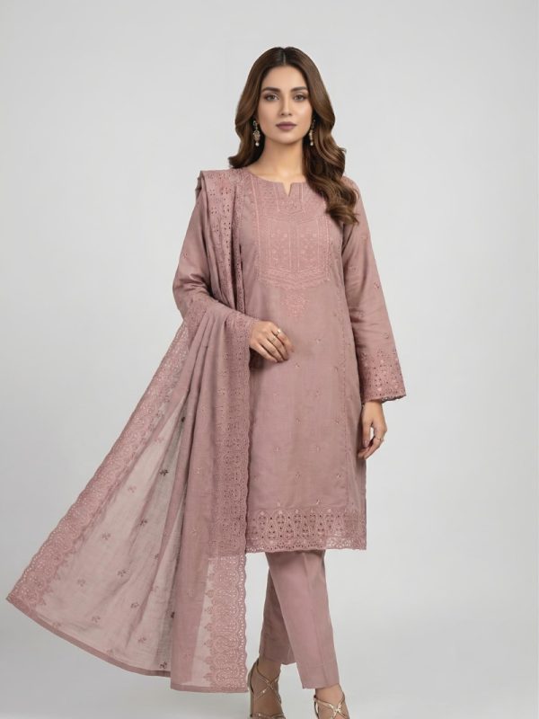 3PC Embroidery Lawn With Voil Emb Dupatta | Lehaza Pakistani Clothing